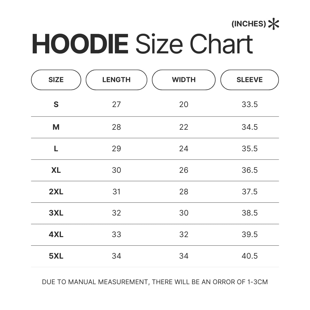 Hoodie Size Chart - Finding Nemo Store