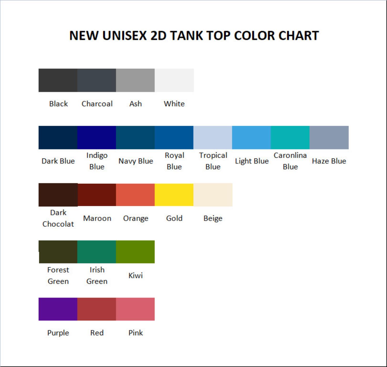 tank top color chart - Finding Nemo Store