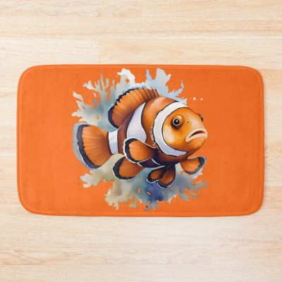 Clownfish Watercolor Bath Mat