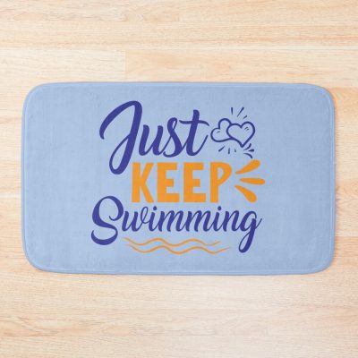 Swimmer Quote Just Keep Swimming Bath Mat