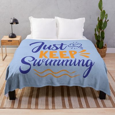 Swimmer Quote Just Keep Swimming Throw Blanket