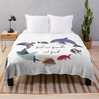 Fish Are Friends Not Food Throw Blanket