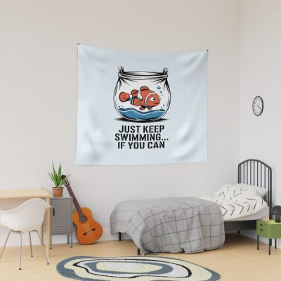 Banksy Nemo Just Keep Swimming If You Can Tapestry