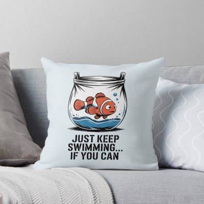 Banksy Nemo Just Keep Swimming If You Can Throw Pillow
